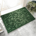 Boho Green Floral Leaves Outdoor Indoor Entrance Doormats, Absorbent Durable by VivaNest
