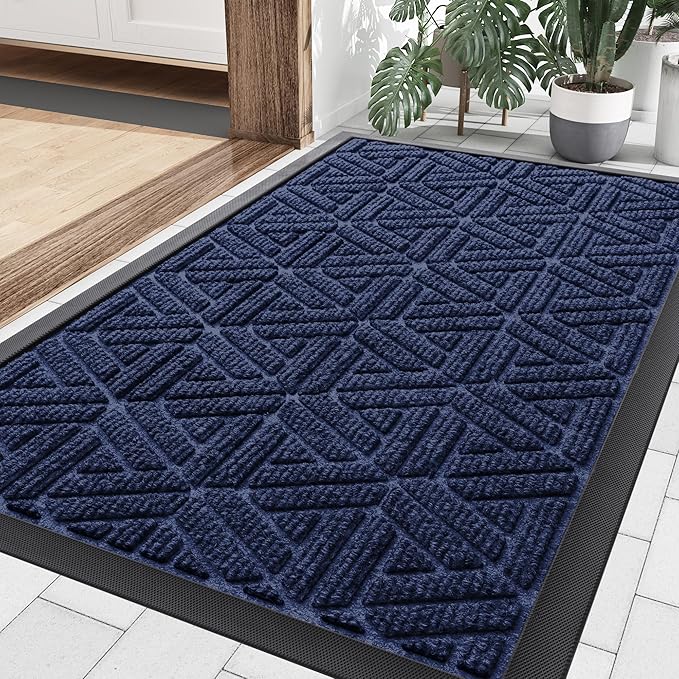 Smiry Front Door Mat Outside Entrance, Heavy Duty Sturdy Natural Rubber Doormat by Smiry