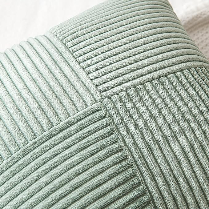 MIULEE Greyish Green Decorative Euro Sham Pillow Covers 24x24 Inch - Image 2