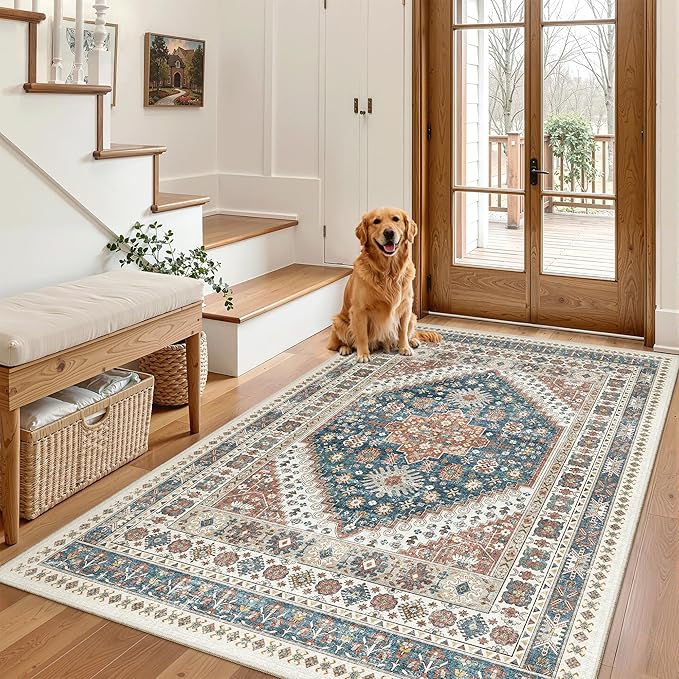 Madane Area Rug 3x5, Entryway Washable Vintage Runners Bedroom Non Slip Indoor by Madane