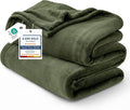 Bedsure Fleece Blanket Queen Blanket Olive Green by BEDSURE