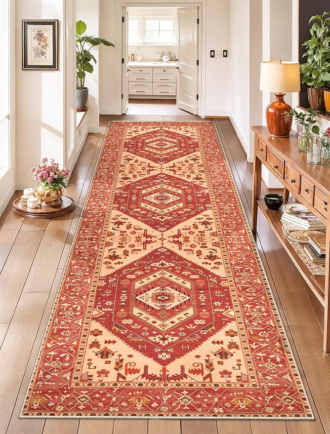 SERISSA Runner Rug for Hallways, Long Boho Rug Vintage Red Hallway Stair Ultra by SERISSAHomeDecorCollection
