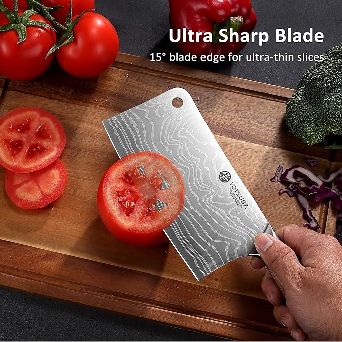 YOTSUBA Cleaver Knife 7 inch Ultra Sharp High Carbon Steel Vegetable Meat - Image 4