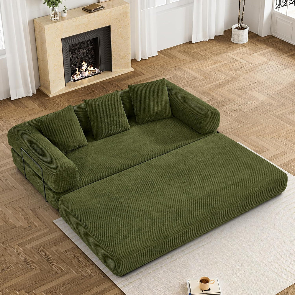 DAMAIFROM Convertible Sleeper Sofa Bed Floor Boneless Couch, Olive Green