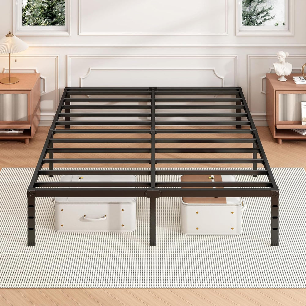 Hafenpo 18 Inch Full Bed Frame, Under Bed Storage, Black