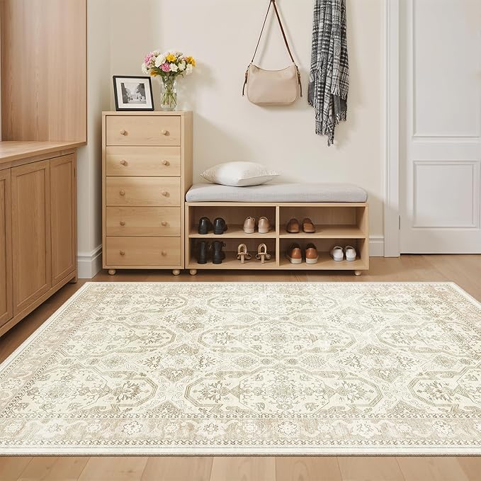 Soalmost 4x6 Area Rugs for Living Room, Vintage Washable Rugs for Dining Room - Image 4