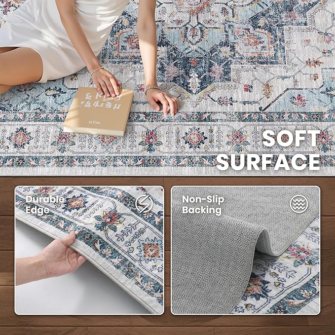 zesthome 8x10 Area Rugs, Stain Resistant Washable Rug, Ultra-Thin Rugs - Image 6