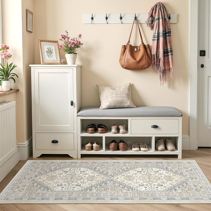 2x5 Rug Runner Washable for Entryway, Soft Bathroom Rugs by Restydon