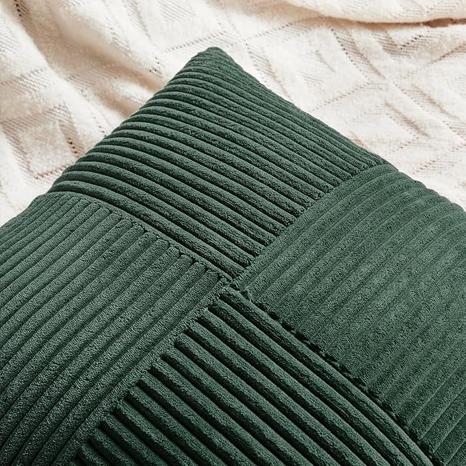 Fancy Homi Set of 2 Dark Green Long Lumbar Decorative Throw Pillow Covers 12x24 - Image 4