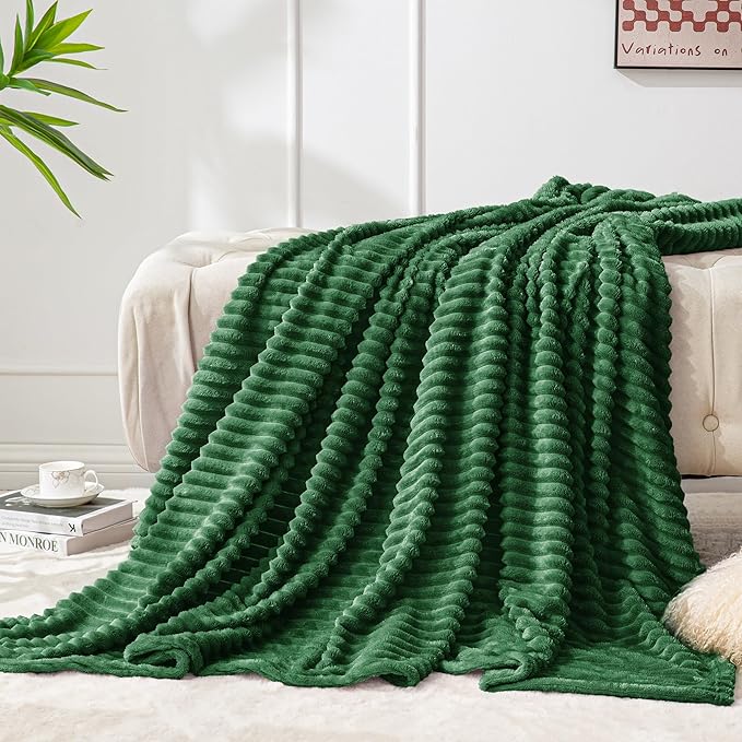 BEDELITE Fleece Throw Blanket for Couch – 3D Ribbed Jacquard Soft and Warm by BEDELITE