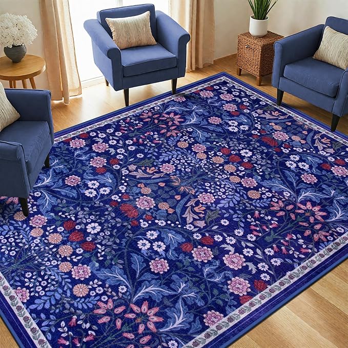 Area Rug Living Room Rugs: Floral 4x6 Washable Rug Vintage Soft Boho Non-Slip - Image 2
