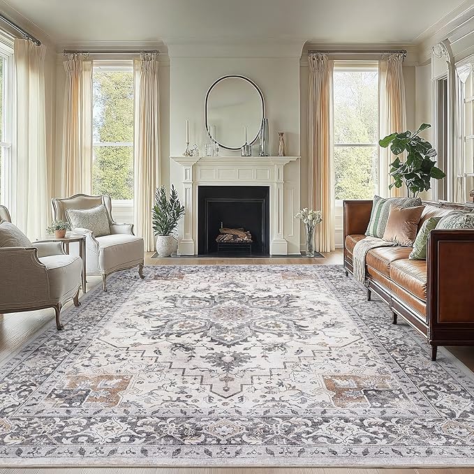 AMADA HOMEFURNISHING 8x10 Area Rugs, Low-Profile Large Washable Area Rug by AMADAHOMEFURNISHING
