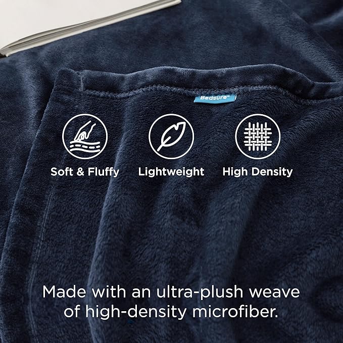 Bedsure GentleSoft Fleece Throw XL Blanket Navy - Image 3
