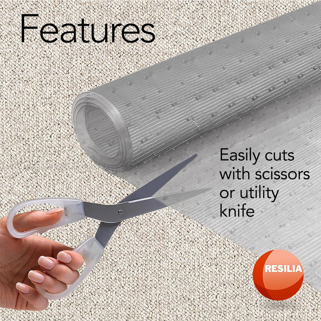 RESILIA Low-Pile Carpet Runner - Non Slip Carpet & Rug Protection, Washable Clear Vinyl Floor Runners, 27 Inches Wide x 6 Feet Long, Made in The USA