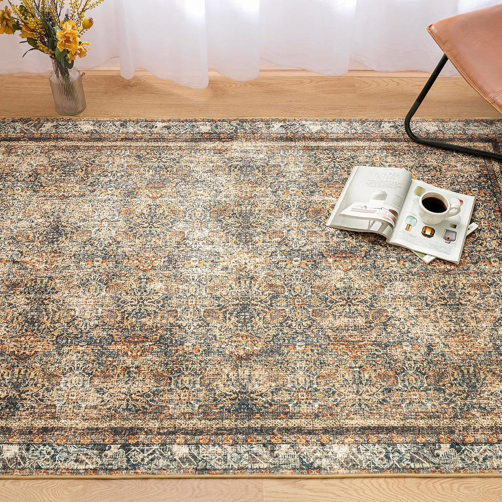 Phantoscope Washable Area Rug 6'x9' Non-Slip, Vintage Neutral Rugs fo...