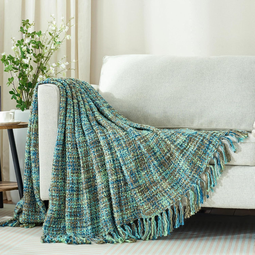 Multi-Color Cable Woven Throw Blanket for Couch - 50"X60"