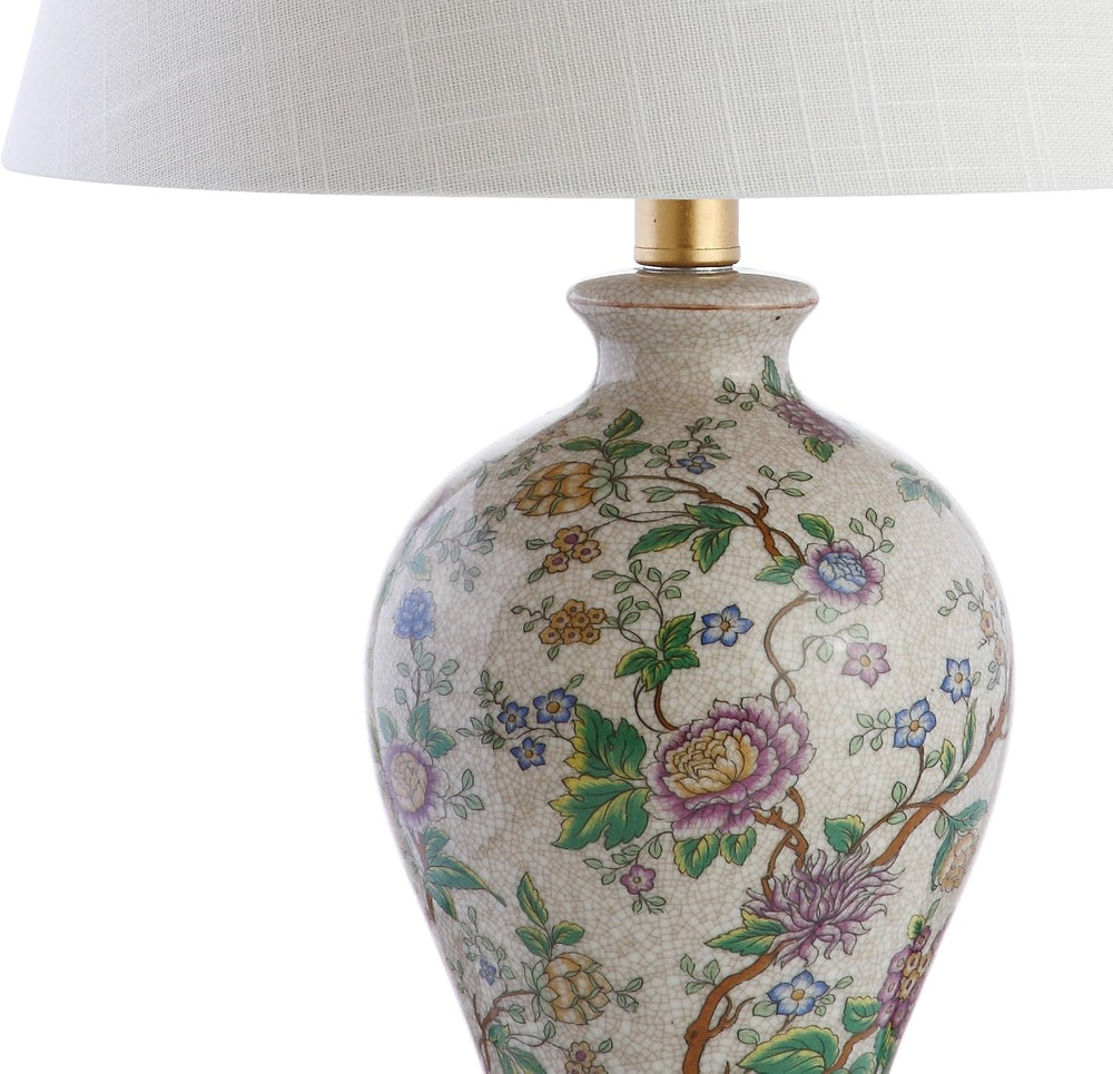 JONATHAN Y Grace 24" French Country Floral Urn Ceramic Lamp, Multi-Colored