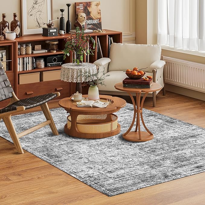 Washable Area Rug 9' x 12' Vintage Traditional Persian Mat - Image 2