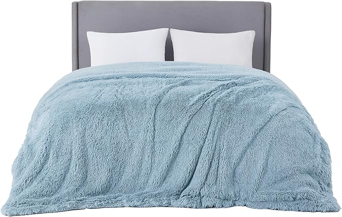 Bedsure GentleSoft Fluffy Light Blue King Size Blanket - Image 9