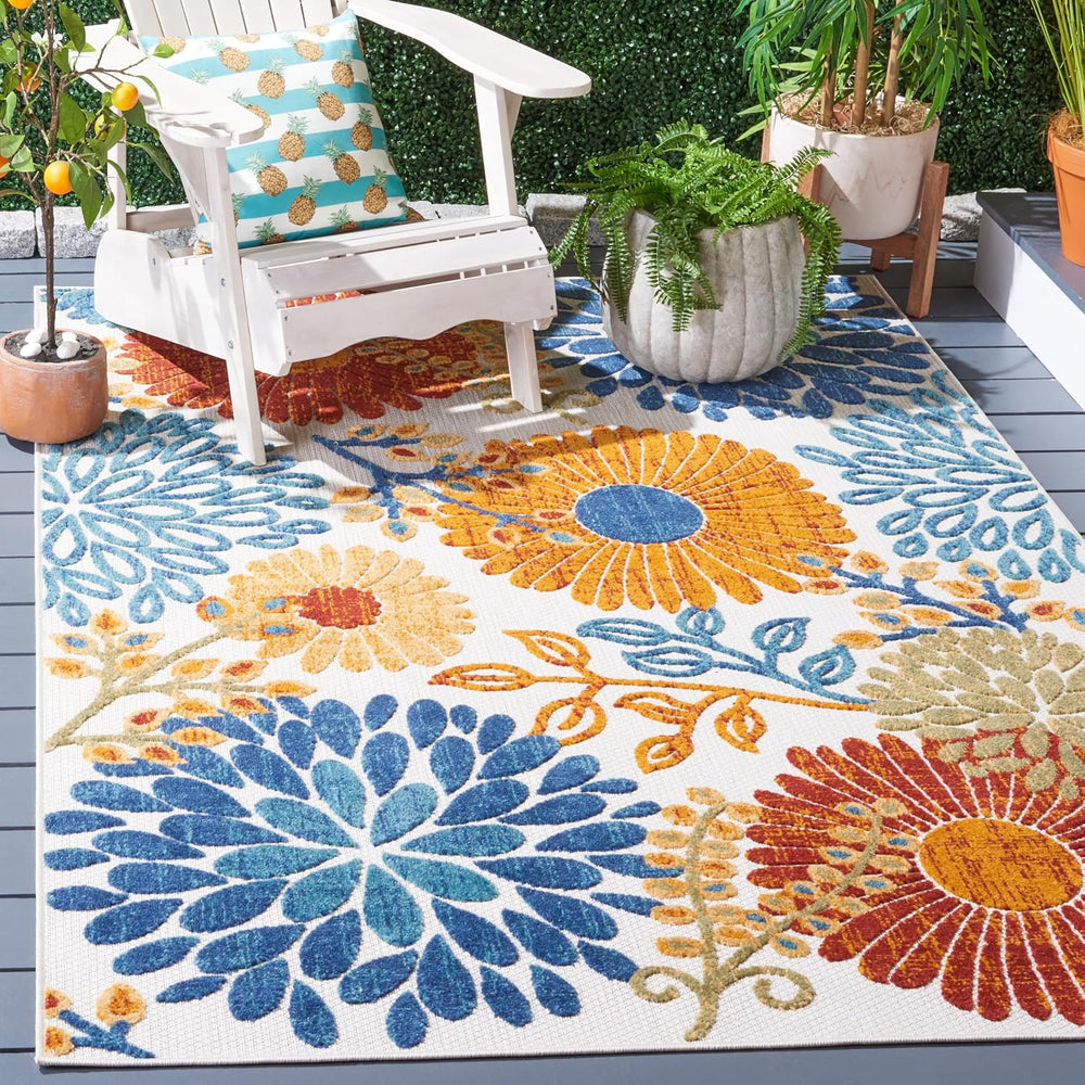 SAFAVIEH Cabana Outdoor Area Rug 6'x9', Modern Cream & Red CBN832A