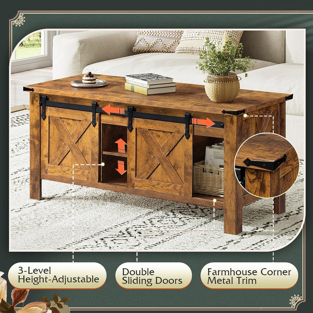 WLIVE Coffee Table with Storage Brown, 47.2" Lift Top for Living Room Home
