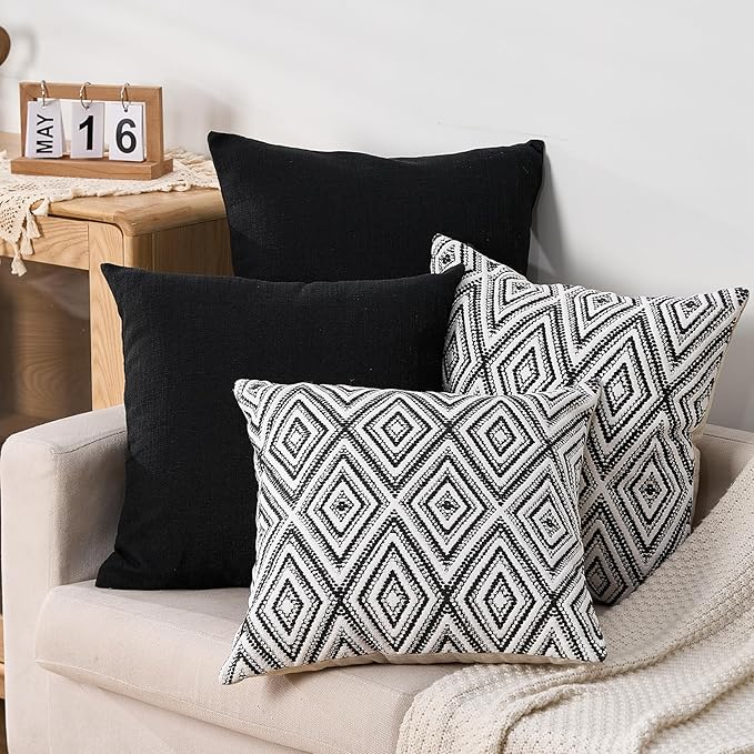 HPUK Decorative Throw Pillow Covers Set of 4 Geometric Design Linen Cushion - Image 5