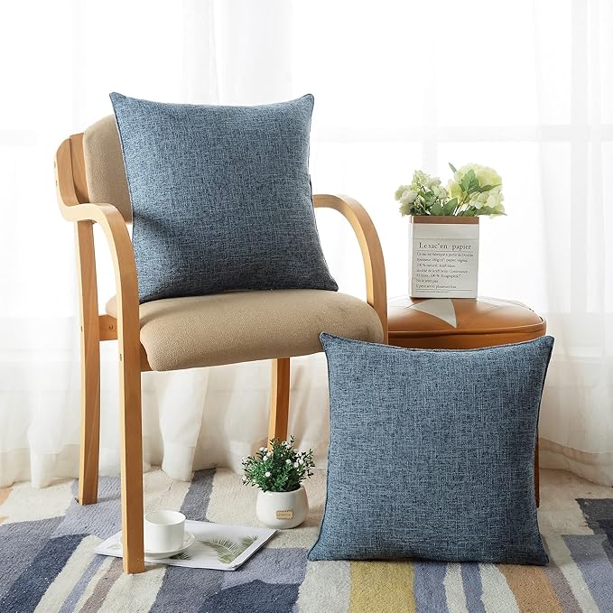 HPUK Linen Throw Pillow Covers Pack of 2, 18x18 Inch Accent Cushion Covers - Image 2
