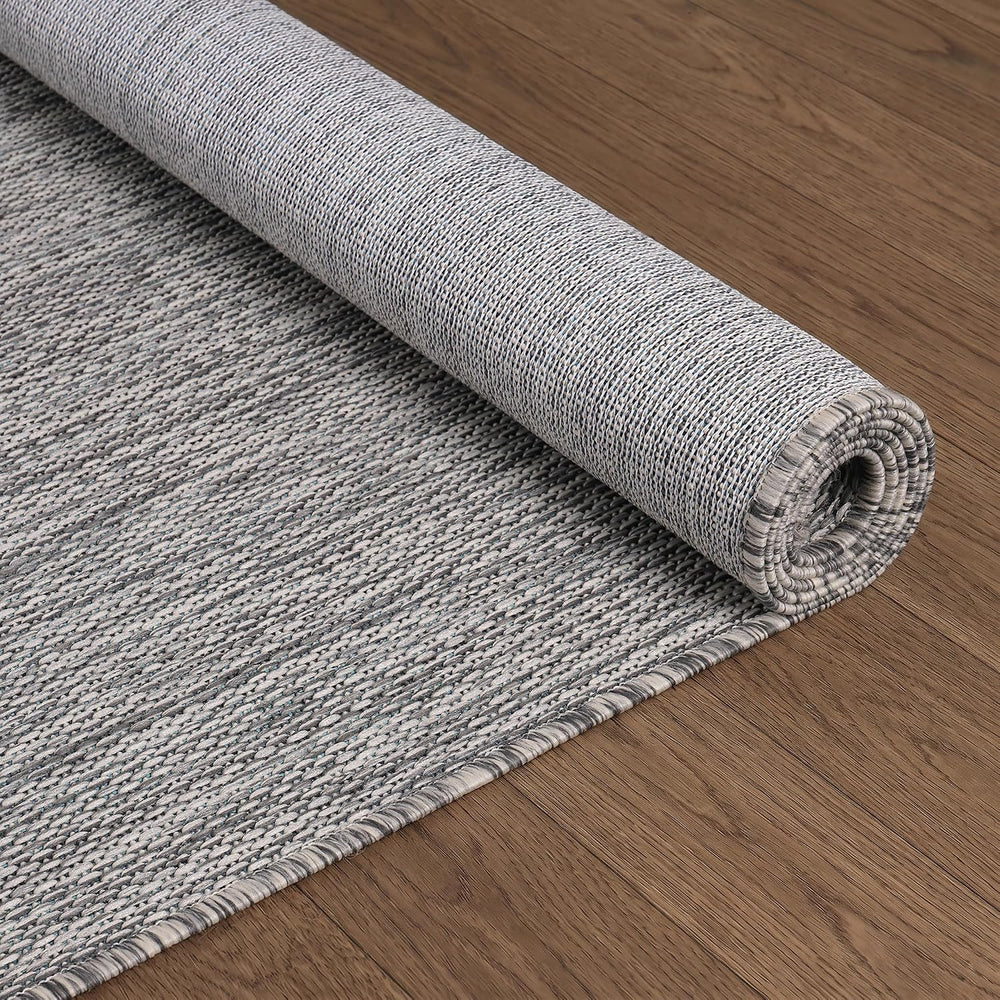 Outdoor Rug 8x10 Gray Washable Outside Rugs for Patios Porches Solid Modern W...