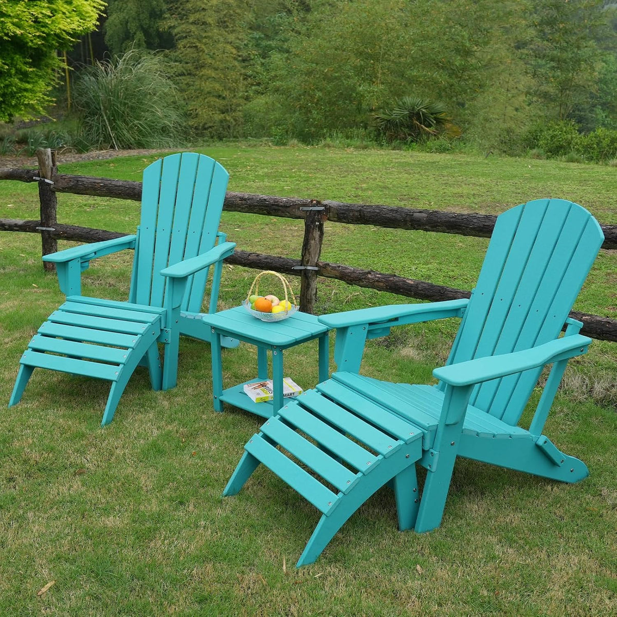 nevilywood HDPE Folding Ottoman, Adirondack Chair Footrest, Aruba Blue