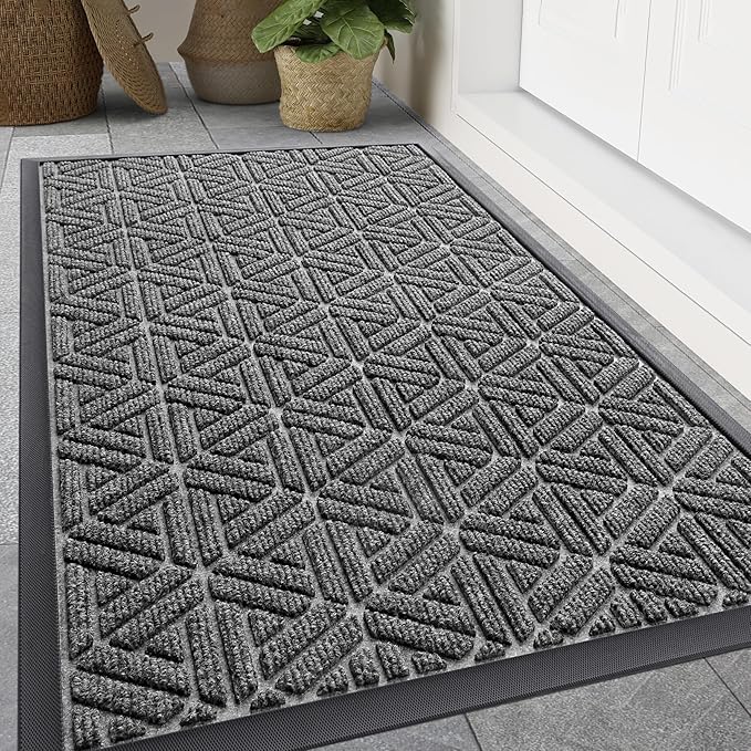 Smiry Front Door Mat Outside Entrance, Heavy Duty Sturdy Natural Rubber Doormat by Smiry