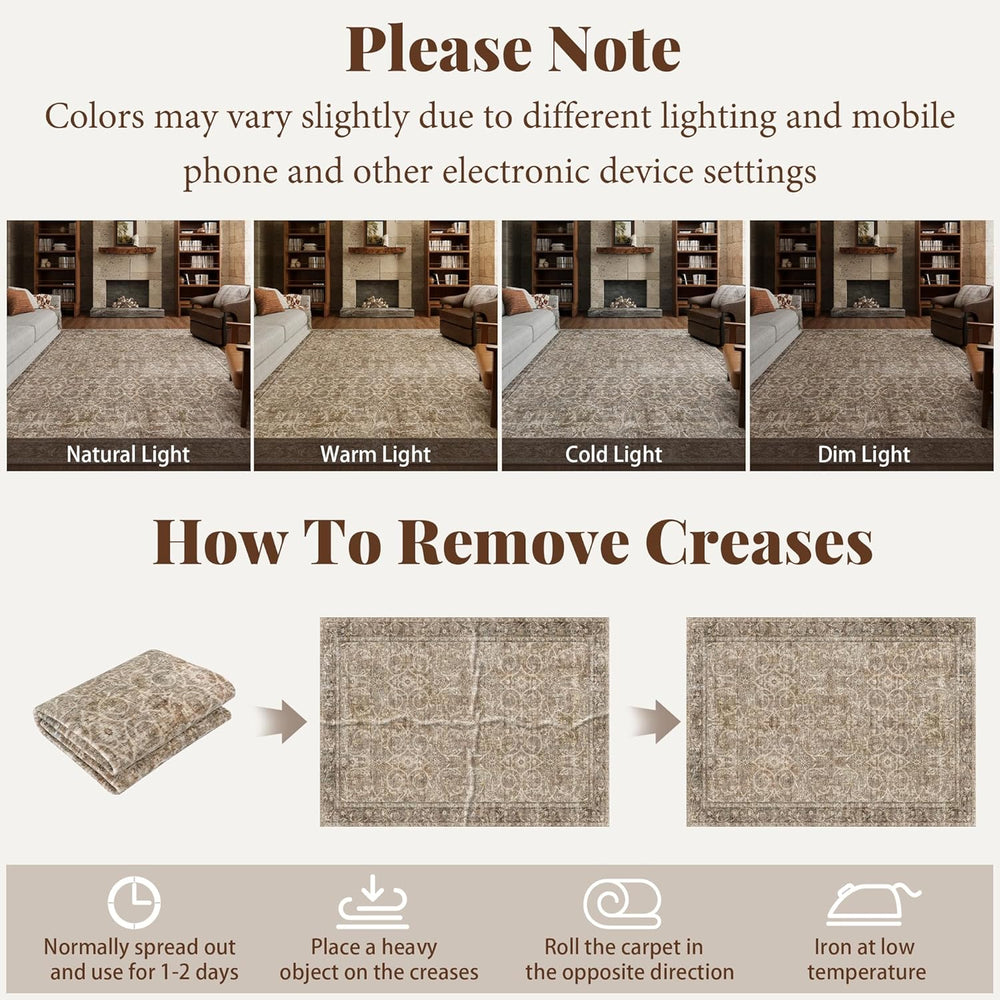 Machine Washable Rugs for Living Room: 6x9 Area Rugs for Bedroom