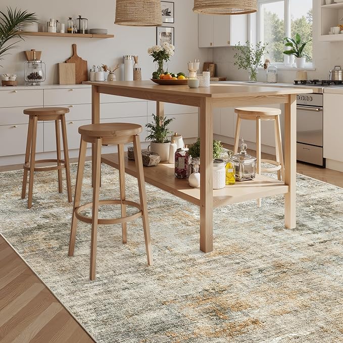 Abstract Rug 8x10 Large Living Room Rugs Neutral Modern Washable Area Rugs - Image 3