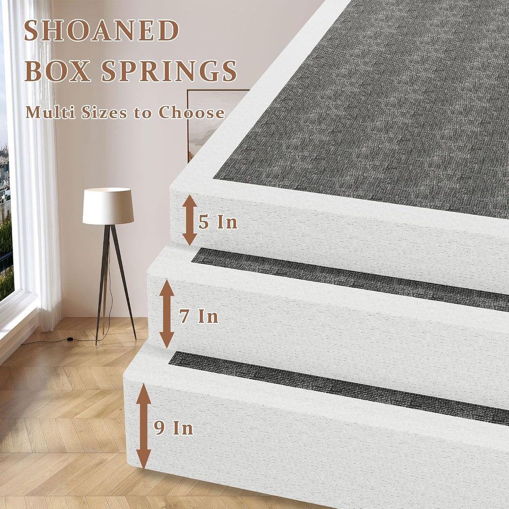 SHOANED King Size Box Springs - 5 Inch Low Profile Mattress Foundation No Noi...