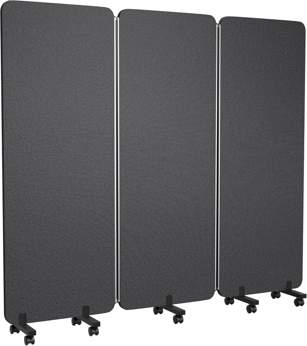 3 Panel Foldable Office Partitions, Mobile Cubicle Wall with Wheels