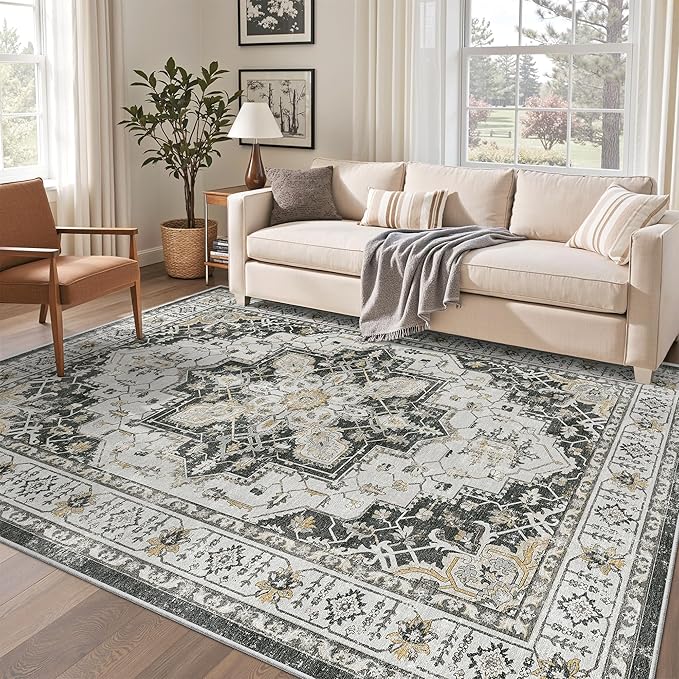 Madane 5x7 Area Rugs for Living Room, Stain Resistant Washable Rug, Non-Slip by Madane