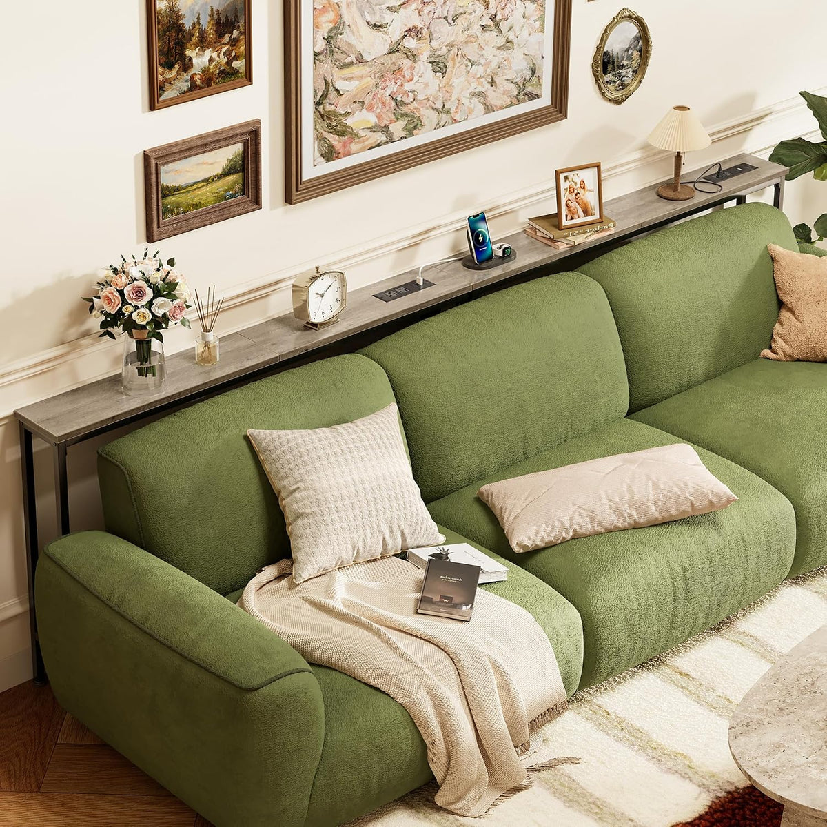 superjare 102.4 inch narrow behind couch table with on a desk or shelf