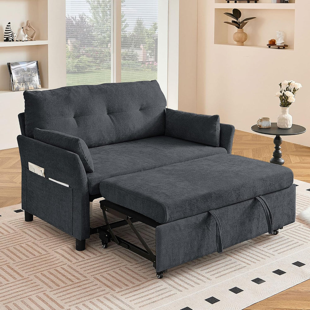 51.18'' 3-in-1 Convertible Sofa Bed, Pull Out Couch with 5-Position A...