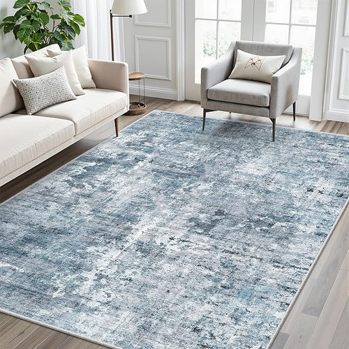 7x9 Area Rug for Living Room Washable Abstract Vintage Soft Thin Indoor Floor - Image 2