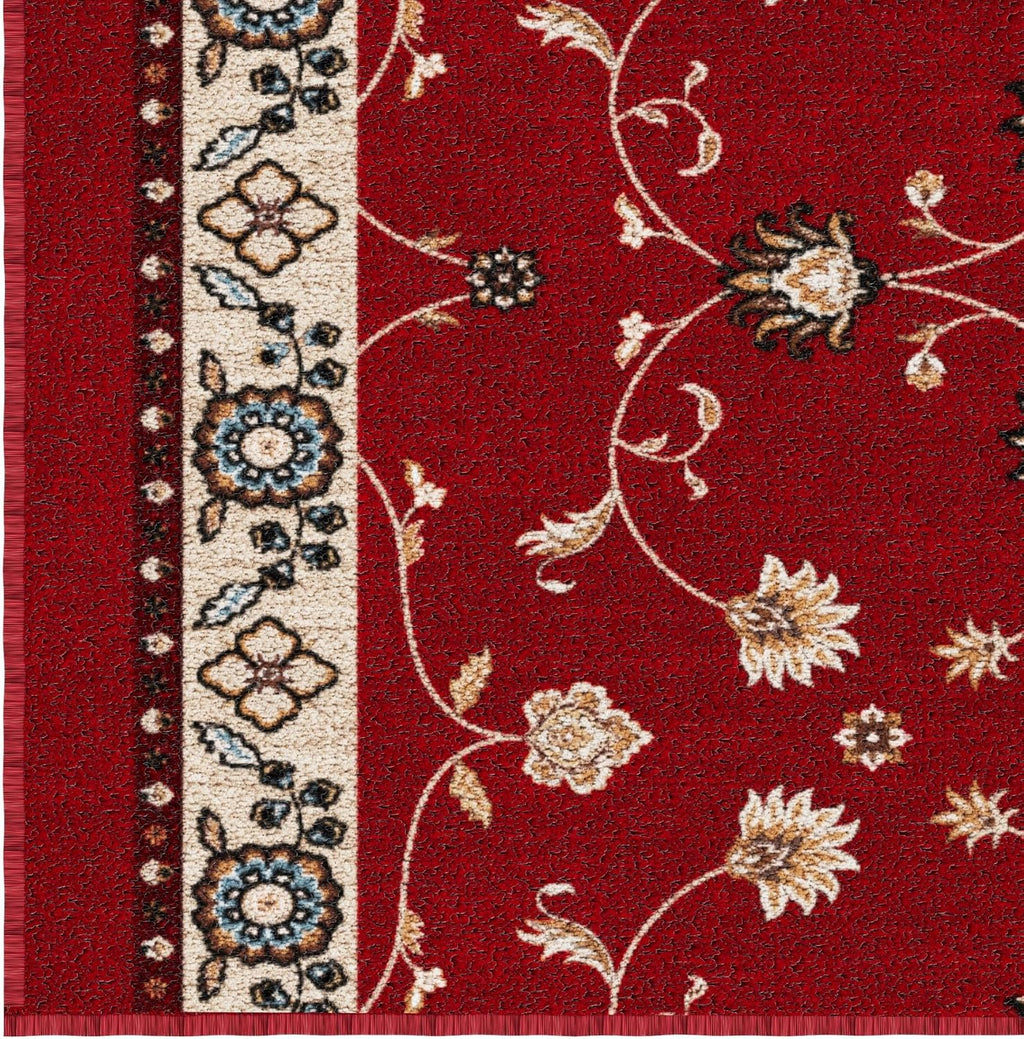 Ottomanson 3-Piece Machine Washable Indoor Doormat & Entryway Floor Mat Set, Non Slip Front Door Rugs, Low Profile, 31" x 24" + 31" x 48" + 31" x 60", Mahal Red