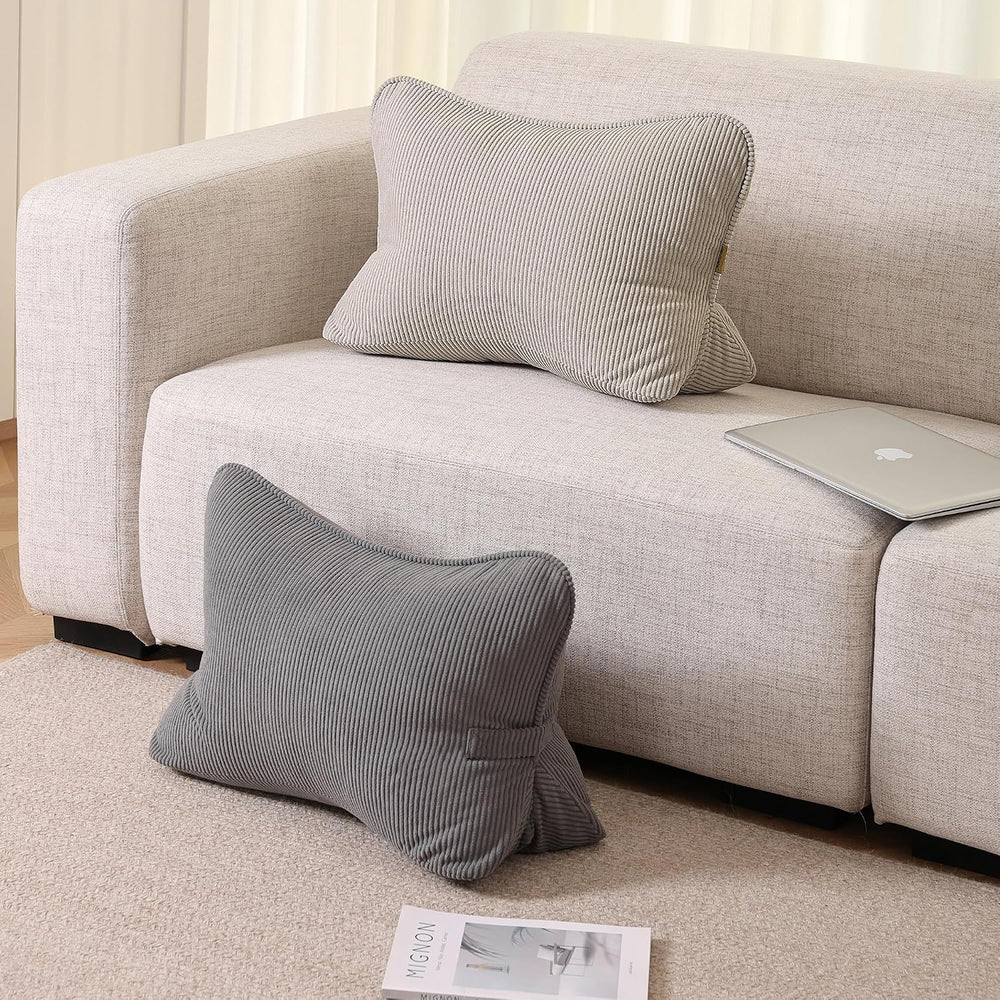 Pat. Pend. Corduroy Lumbar Support Back Pillow for Watching TV, Reading &...