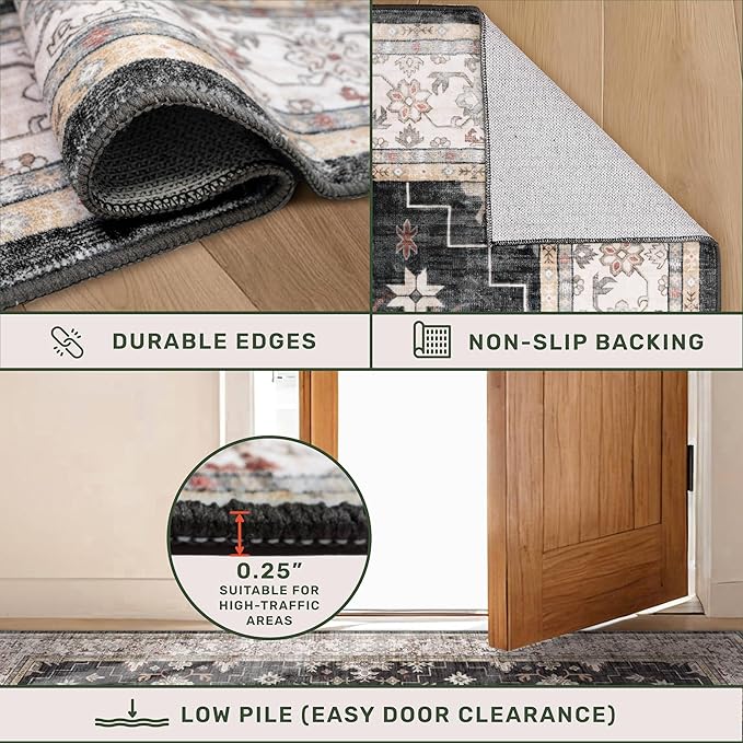 Black Entryway 2x5 Runner Rug, Small Throw Runners - Image 4