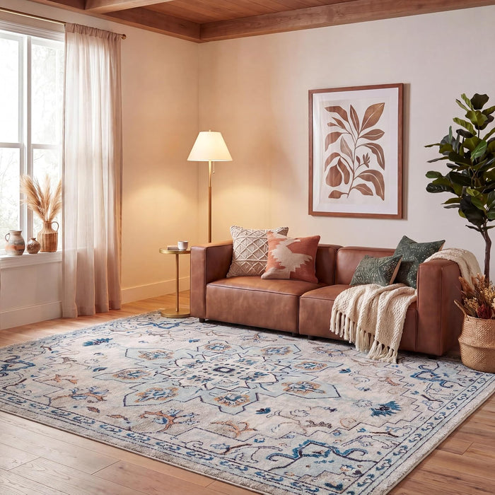 SAFAVIEH Madison Area Rug 8'x10', Traditional Ivory & Light Blue MAD473D