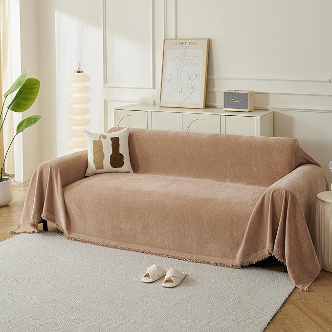 Couch Cover for Dogs, Boho Sofa Covers for 2 Cushion Couch, Chenille Sofa by KaviKon