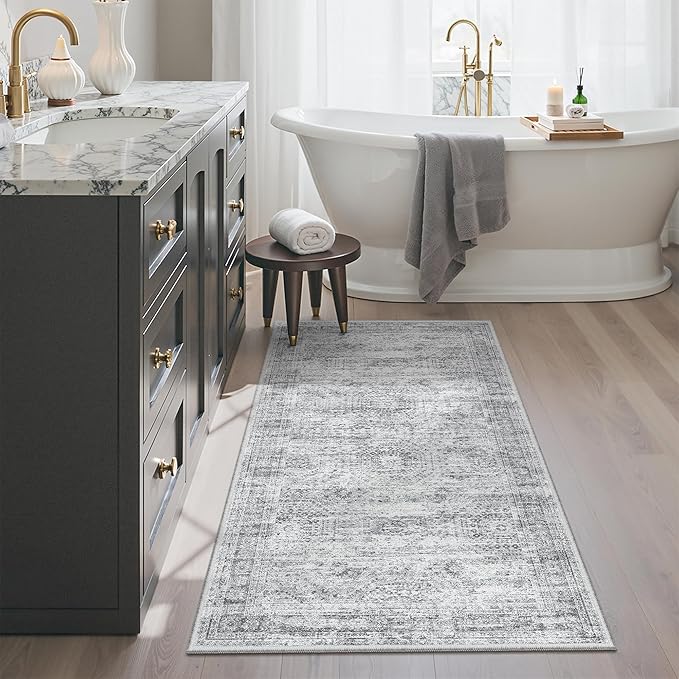 2x4 Washable Rugs for Kitchen, Powder Room Small Area Rug Non-Slip Vintage Low - Image 4