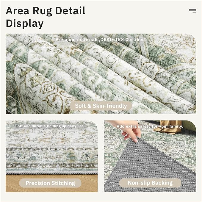 6x9 Area Rug for Living Room Washable 6x9 Rug Non-Slip Modern Rugs for Bedroom - Image 6