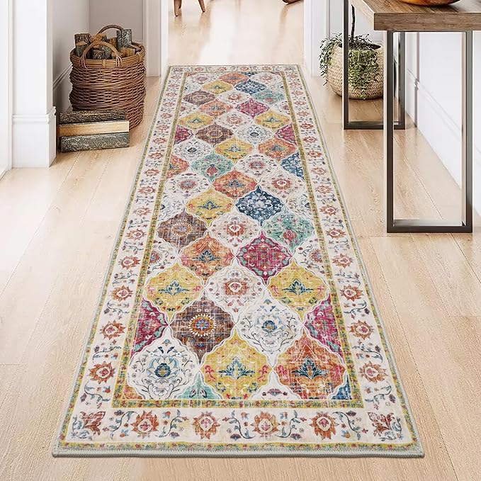 HEBE Hallway Runner Rug 2'x6' Washable Vintage Distressed Area Rugs Non Slip - Image 8