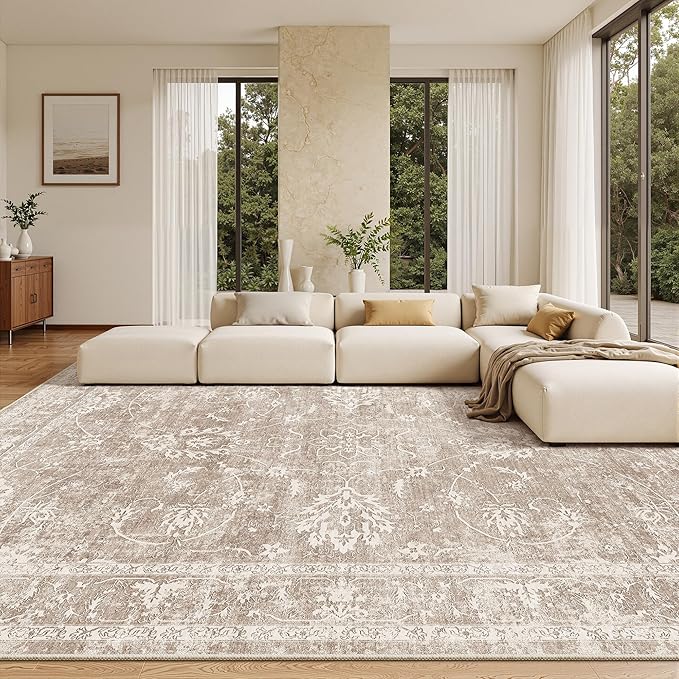 Madane Living Room 10x14 Area Rugs, Washable Low Pile Non-Slip Stain Resistant by Madane