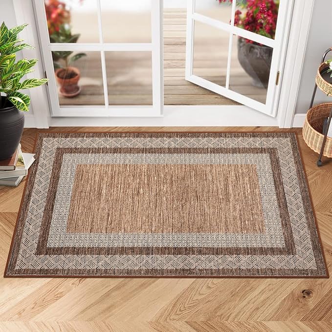GarveeHome Modern Geometric Area Rug 2x3 Distressed Bordered Washable Non Slip by GarveeHome