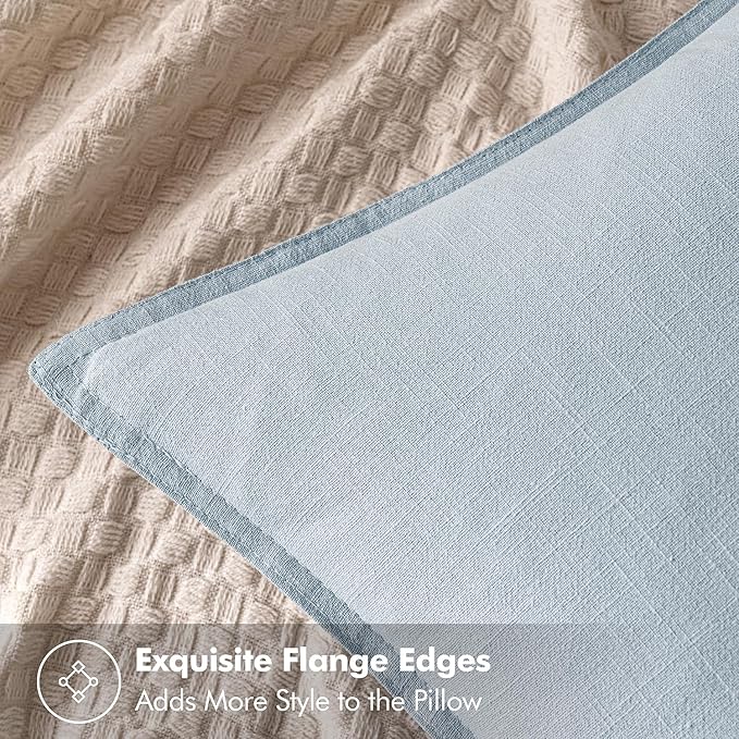 MIULEE Decorative Linen Pillow Covers 18x18 Inch Light Blue ​Boho Farmhouse​ - Image 2