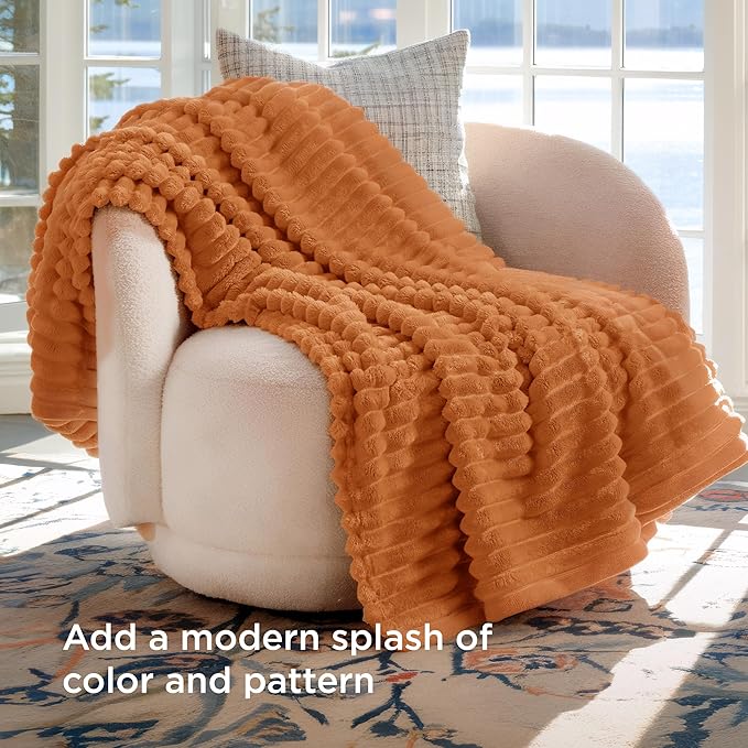 Bedsure GentleSoft Orange Fall Throw Blanket - Image 3